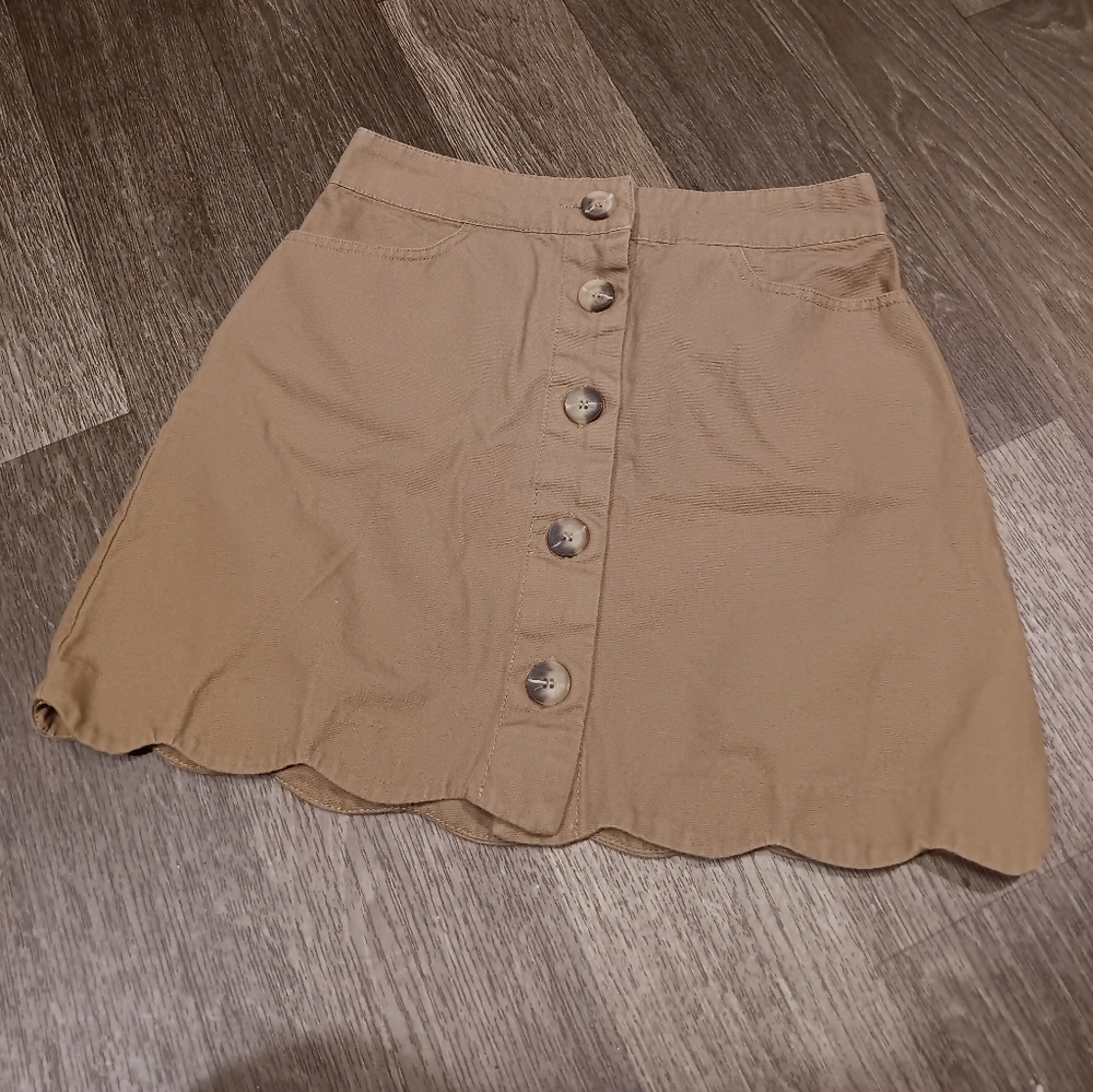 Blu Pepper Tan Button-Up Mini Skirt Sz S